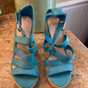Mossimo Supply Co. Teal Strappy Wedge Sandals